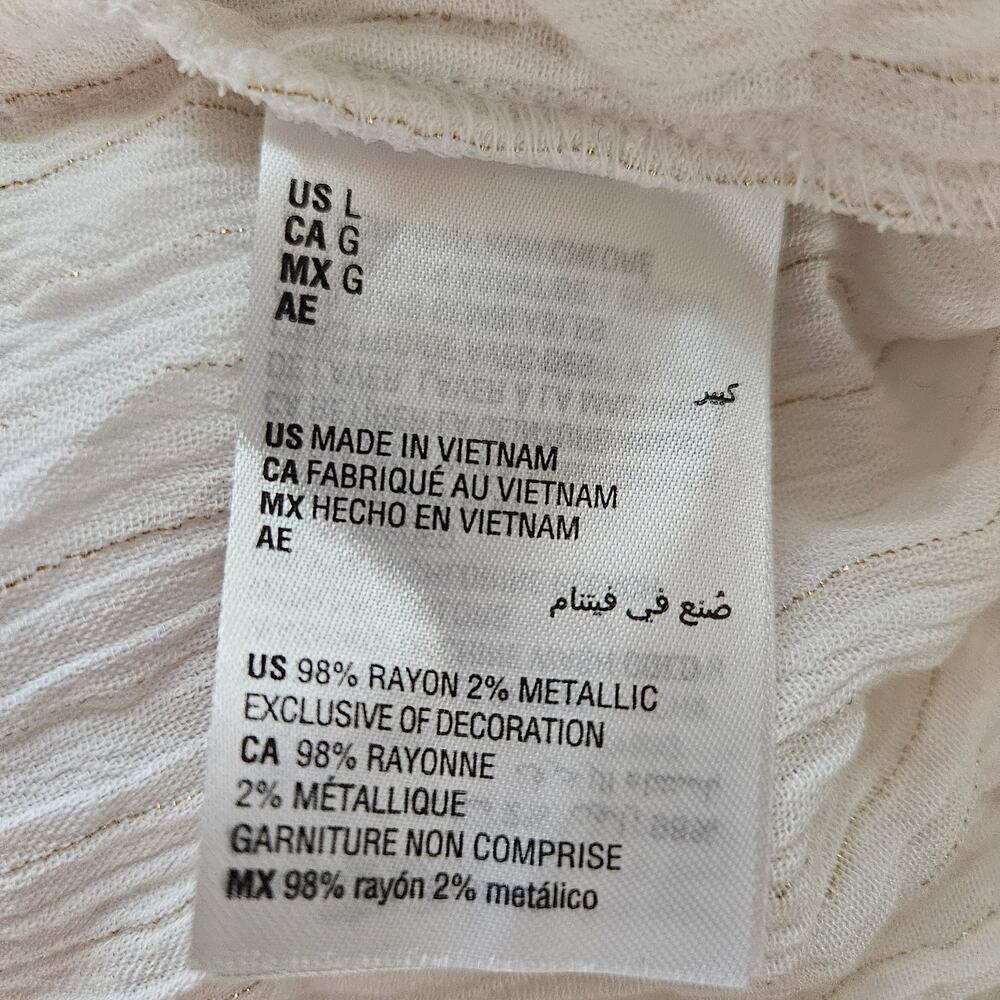 NWT INC Metallic Crinkle Gauze Tie Waist Top Sz Large - Picture 12 of 14
